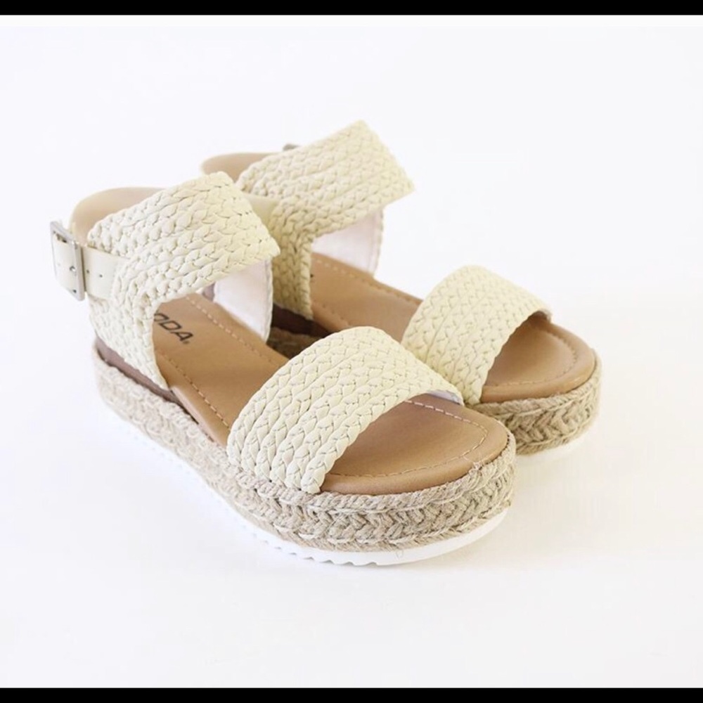 Giggle cream slingback flatform espadrilles sandal